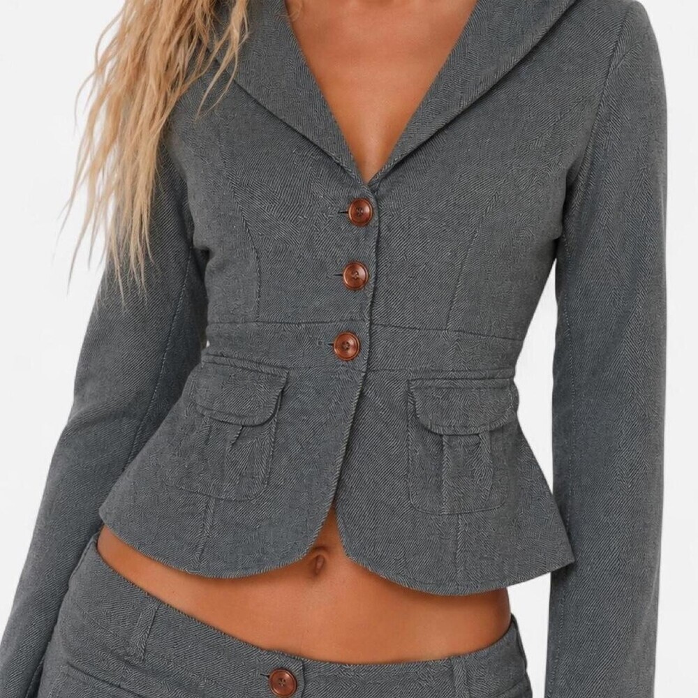 Vintage slim button up blazer top